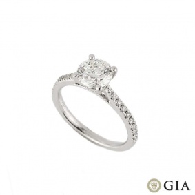 18k White Gold XXX Round Brilliant Cut Diamond Ring 1.27ct H/VVS2